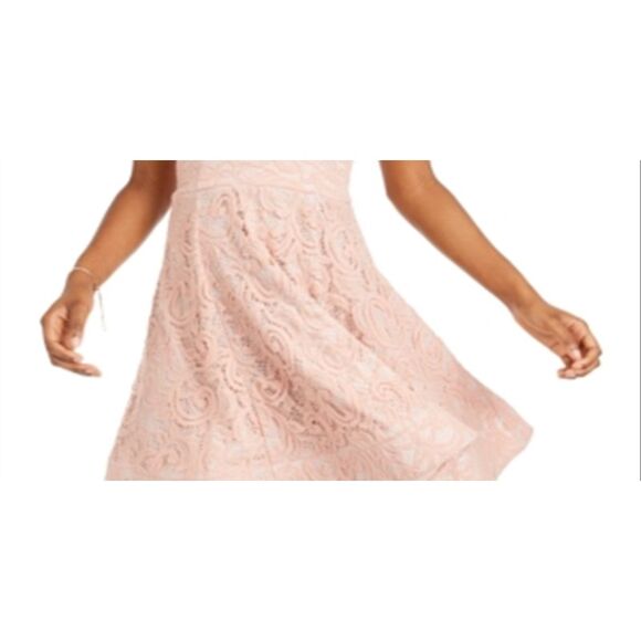 My Michele Women's Strap V Neck Short Fit Flare Dress Pink Size 5 - Picture 3 of 3